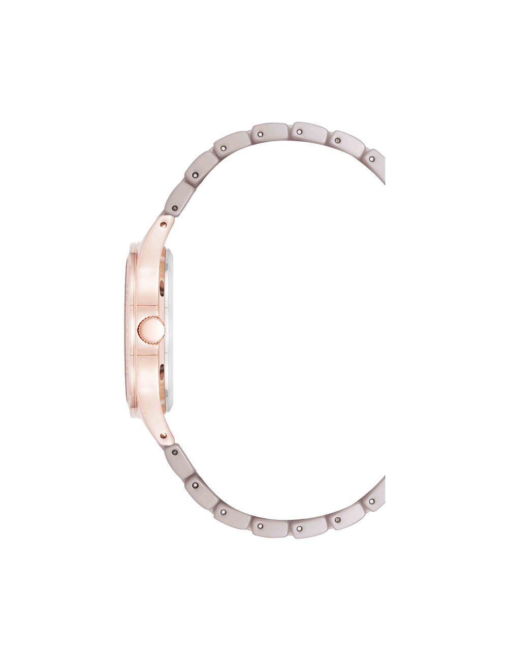 Ceramic Bracelet Floral Dial Watch - Anne Klein Taupe/Rose-Tone