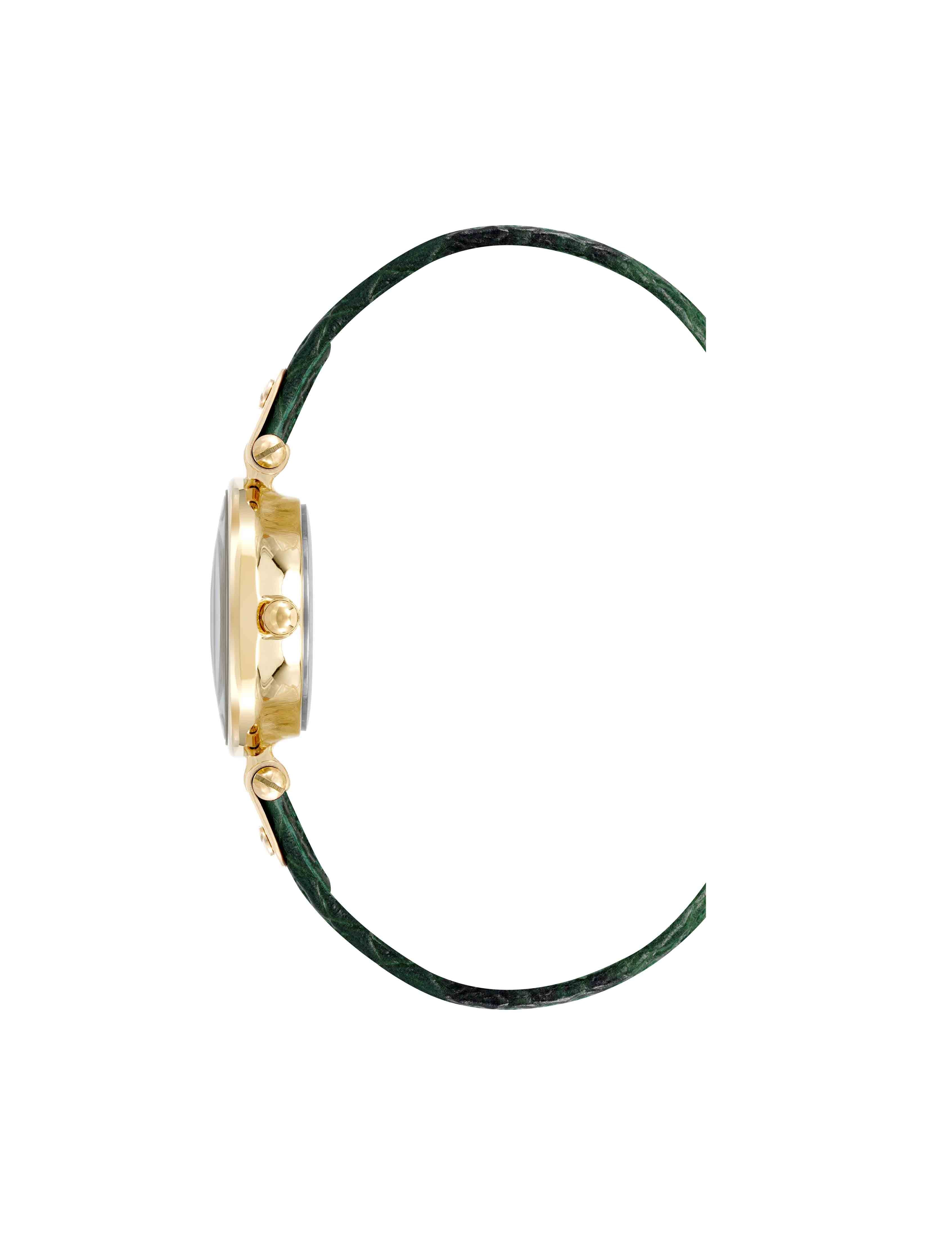 Sustainable Leather Strap Watch - Anne Klein Gold-Tone/Green