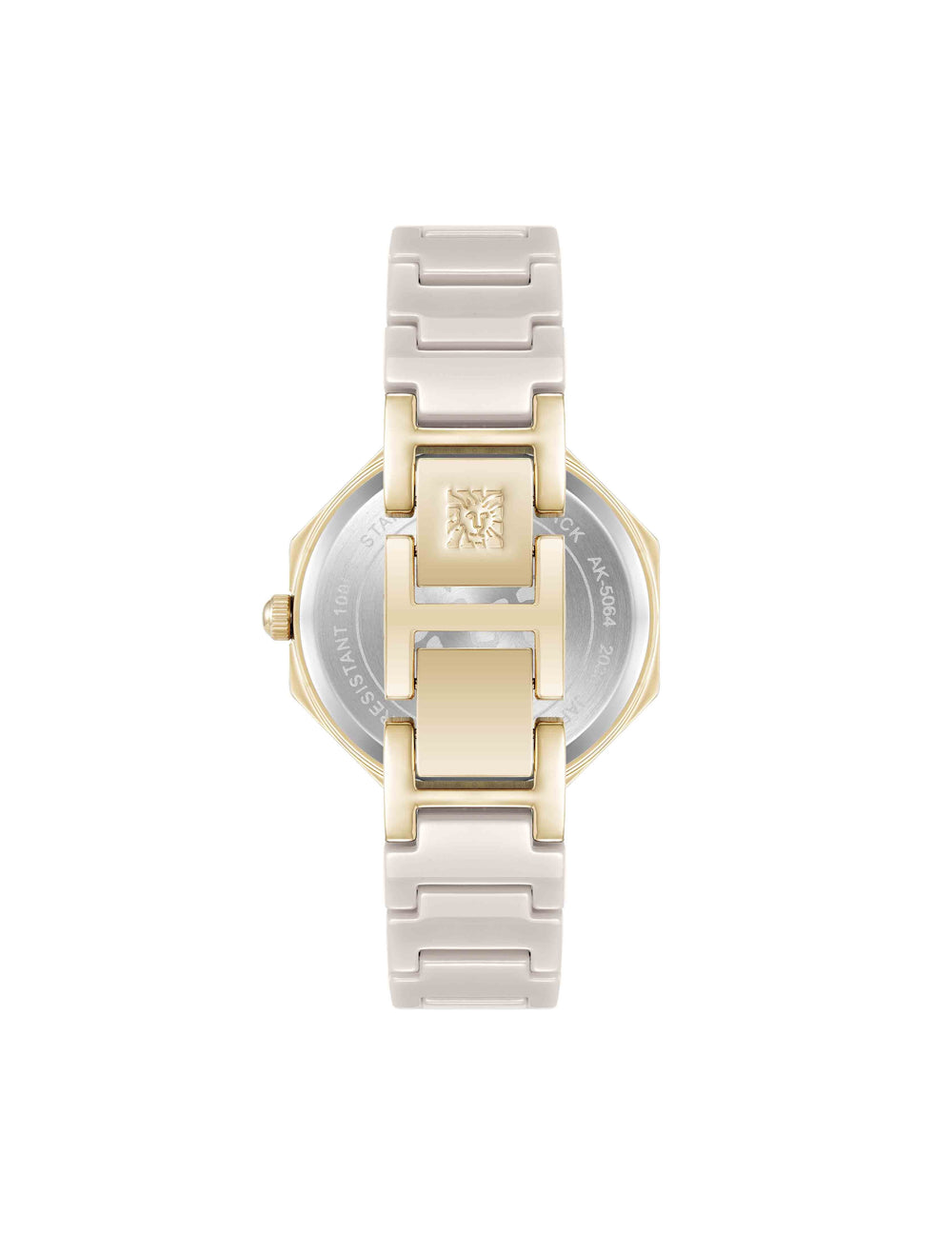 Octagonal Ceramic Diamond Dial Bracelet Watch - Anne Klein Taupe/Gold-Tone