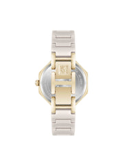 Octagonal Ceramic Diamond Dial Bracelet Watch - Anne Klein Taupe/Gold-Tone