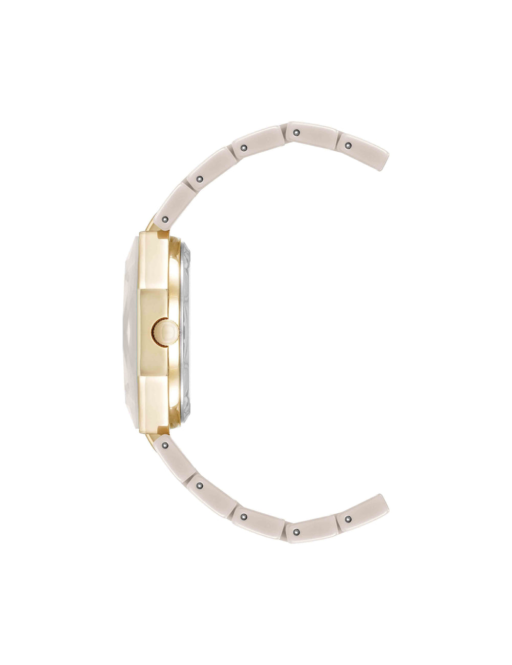 Octagonal Ceramic Diamond Dial Bracelet Watch - Anne Klein Taupe/Gold-Tone