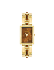 Gemstone Accented Bracelet Watch - Anne Klein Tiger's Eye/Gold
