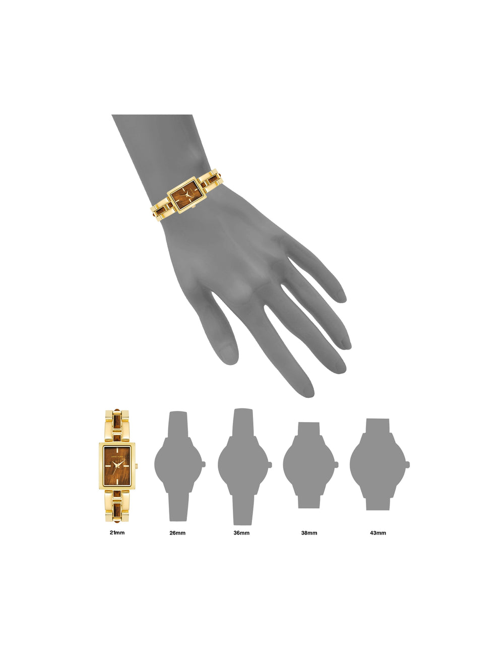 Gemstone Accented Bracelet Watch - Anne Klein Tiger's Eye/Gold
