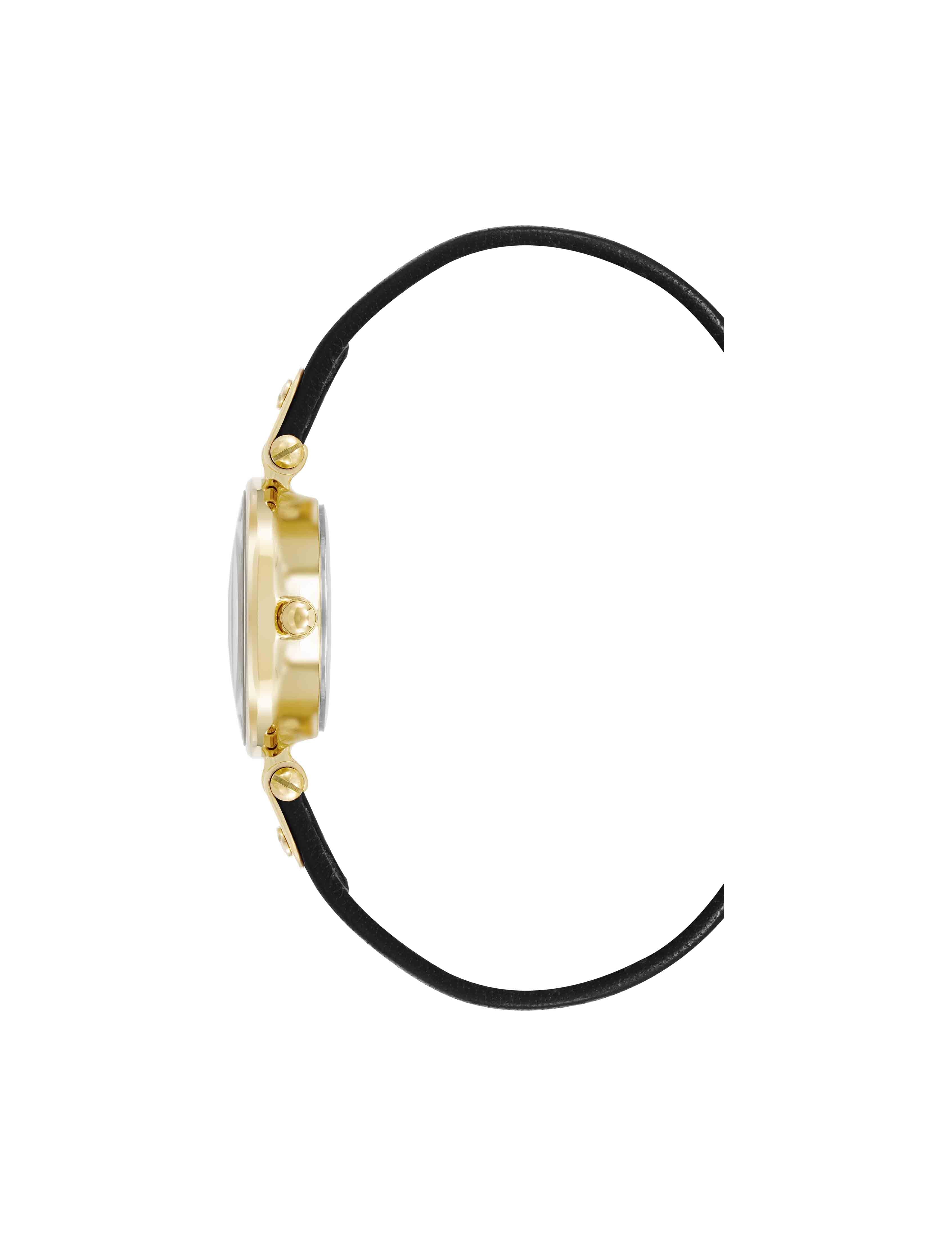 Sustainable Leather Strap Watch - Anne Klein Gold-Tone/Black