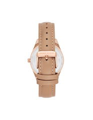 Butterfly Dial Leather Strap Watch in Tan / Rose Gold - Anne Klein
