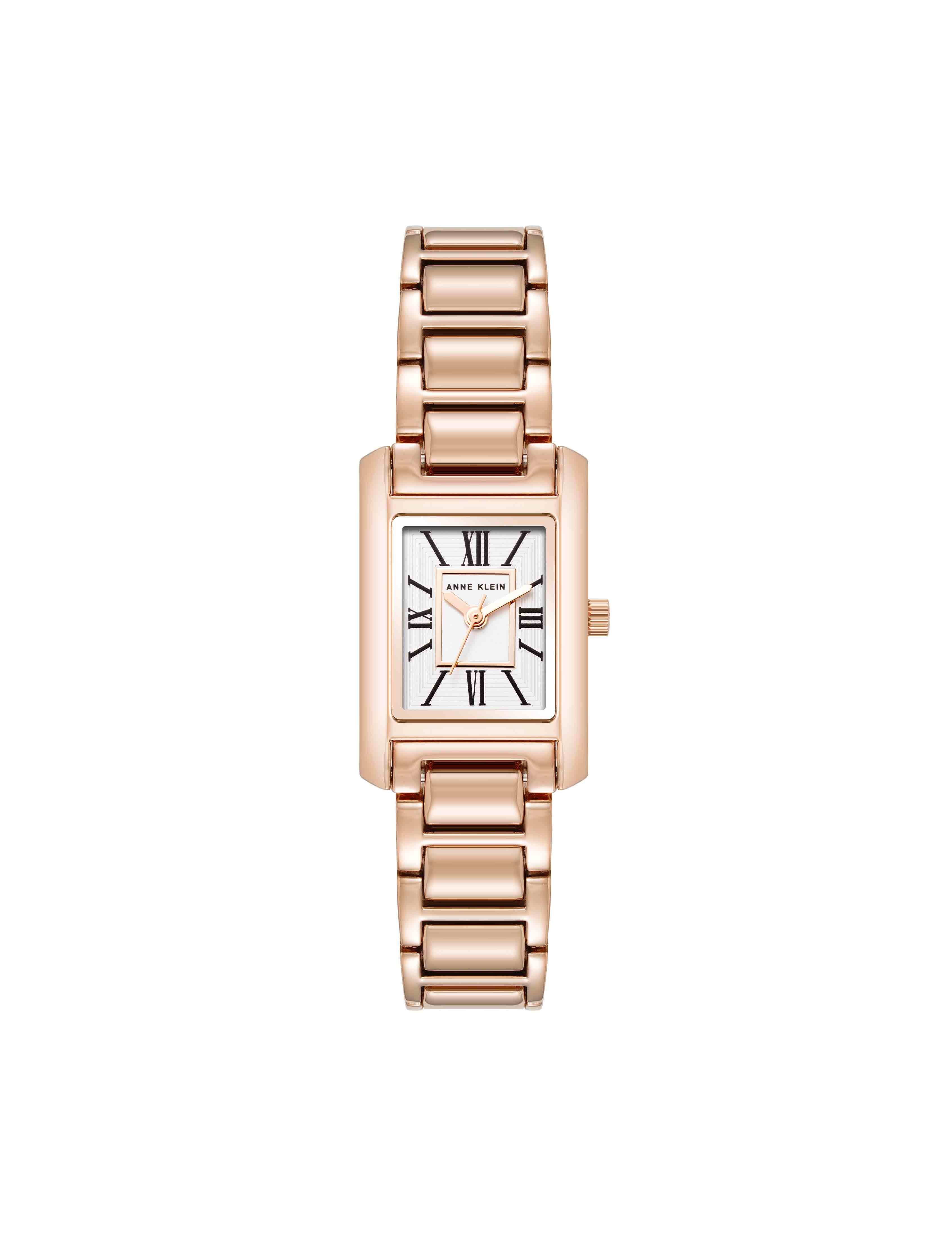 Rectangular Roman Numeral Watch - Anne Klein Rose-Tone