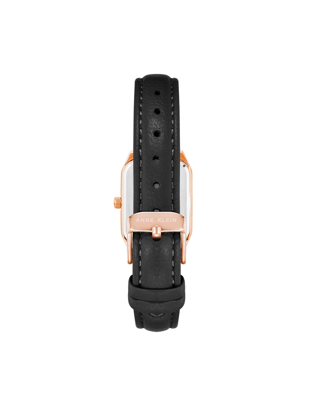 Octagonal Leather Strap Watch in Rose Gold - Anne Klein Black/Burgundy/Rose-Tone