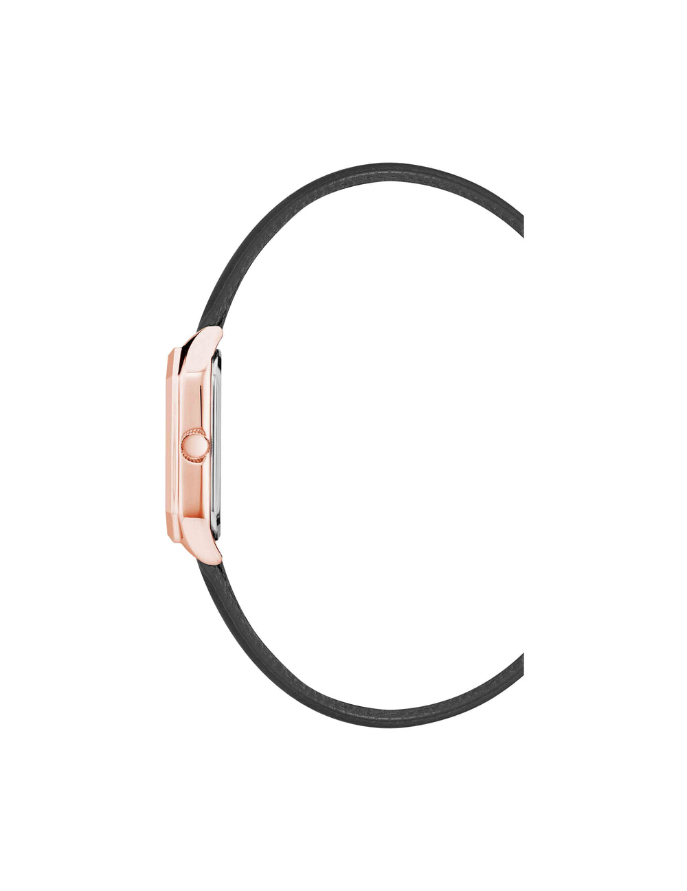 Octagonal Leather Strap Watch in Rose Gold - Anne Klein Black/Burgundy/Rose-Tone