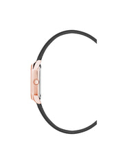 Octagonal Leather Strap Watch in Rose Gold - Anne Klein Black/Burgundy/Rose-Tone