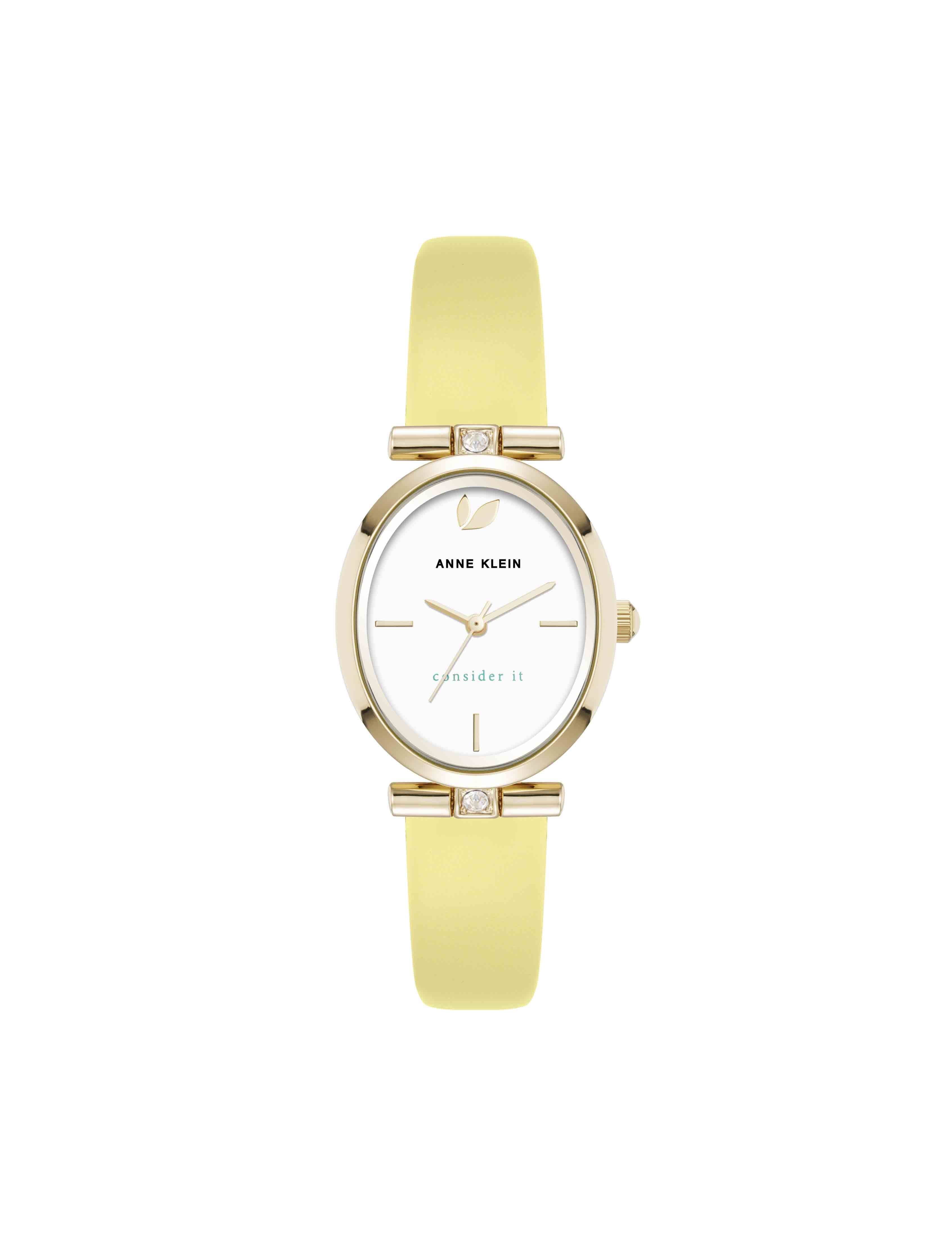 Oval Case Leather Watch - Anne Klein Yellow/Gold-Tone