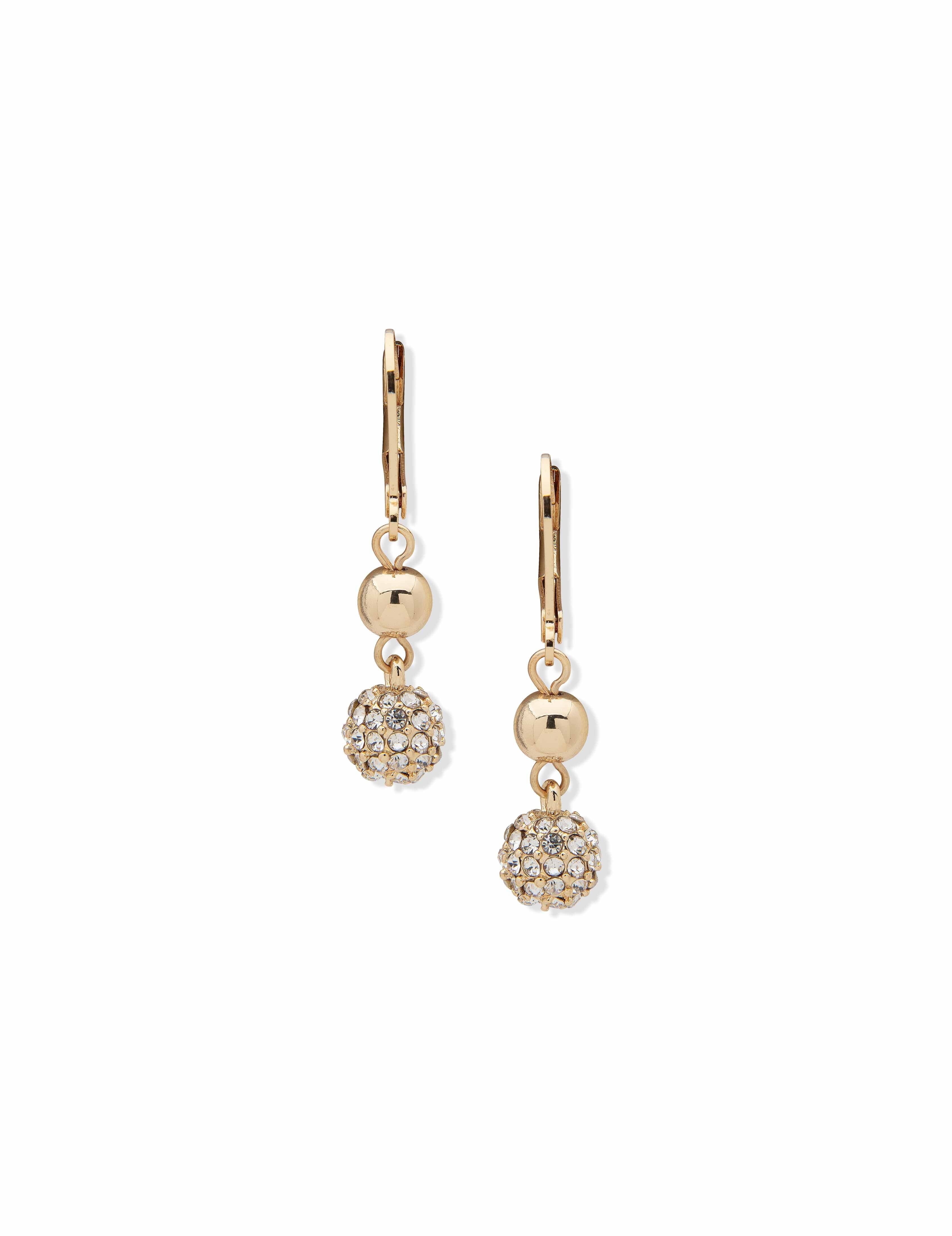 Anne Klein Gold-Tone Leverback Fireball Double Drop Earrings - Anne Klein