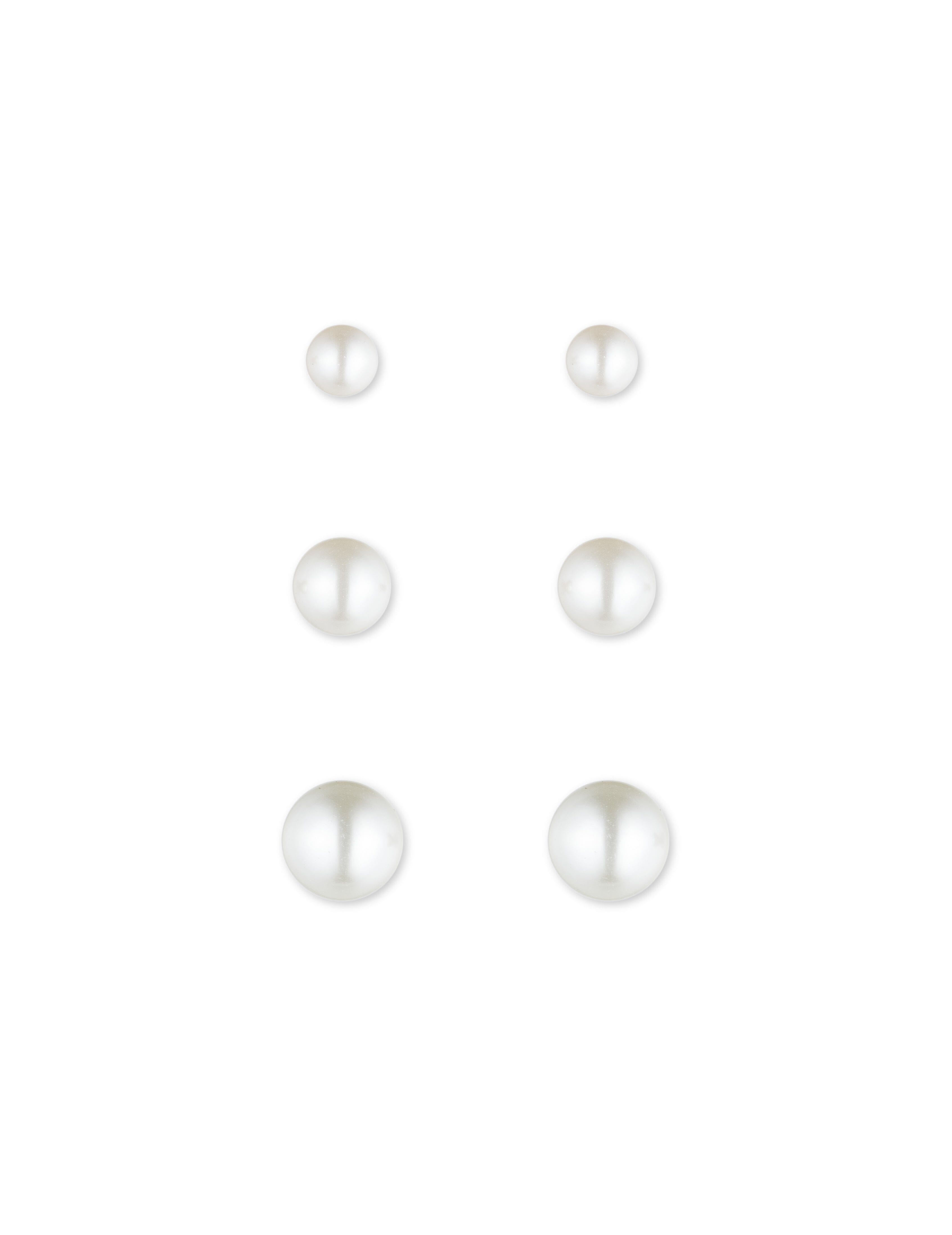 Pearl Stud Earring Set, 3 Pairs - Anne Klein