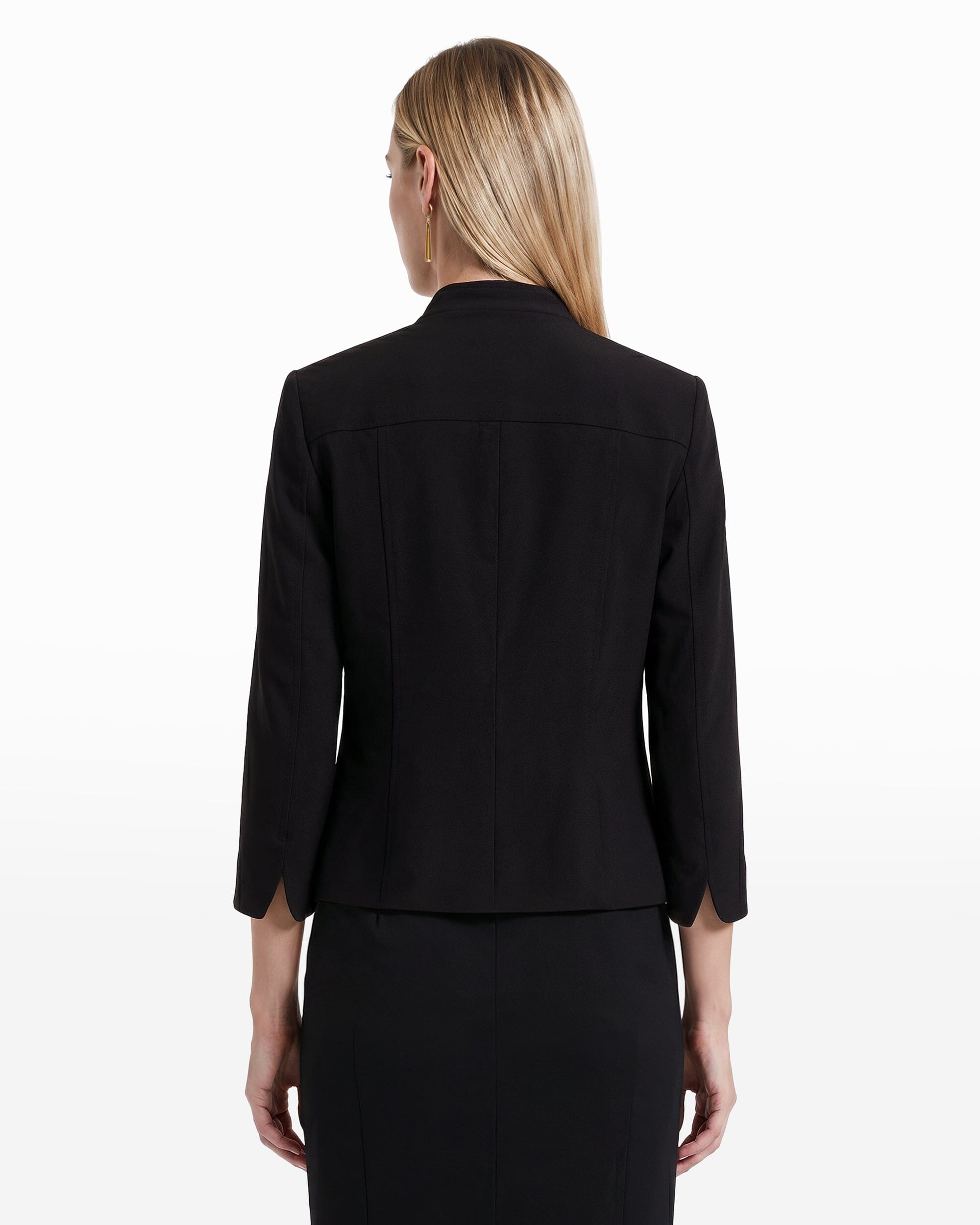 Stand Collar Blazer in Fluid Crepe - Anne Klein Anne Black