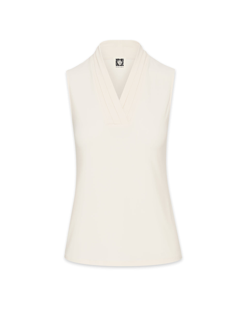 Petite V-Neck Triple Pleat Top - Anne Klein Anne White