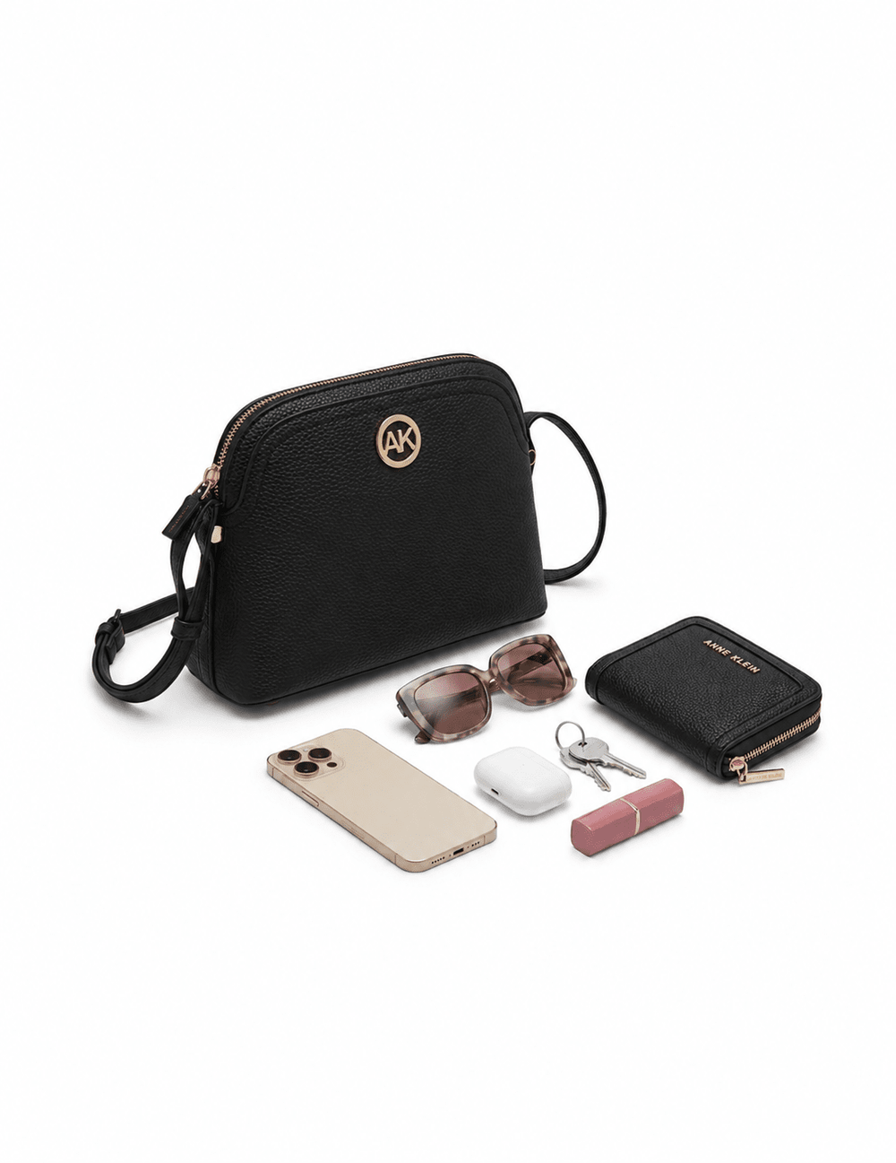 Dome Crossbody With Detachable Card Case - Anne Klein Black