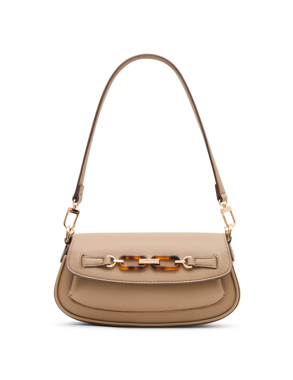 Tortoise Chain Link Shoulder Bag in Truffle - Anne Klein
