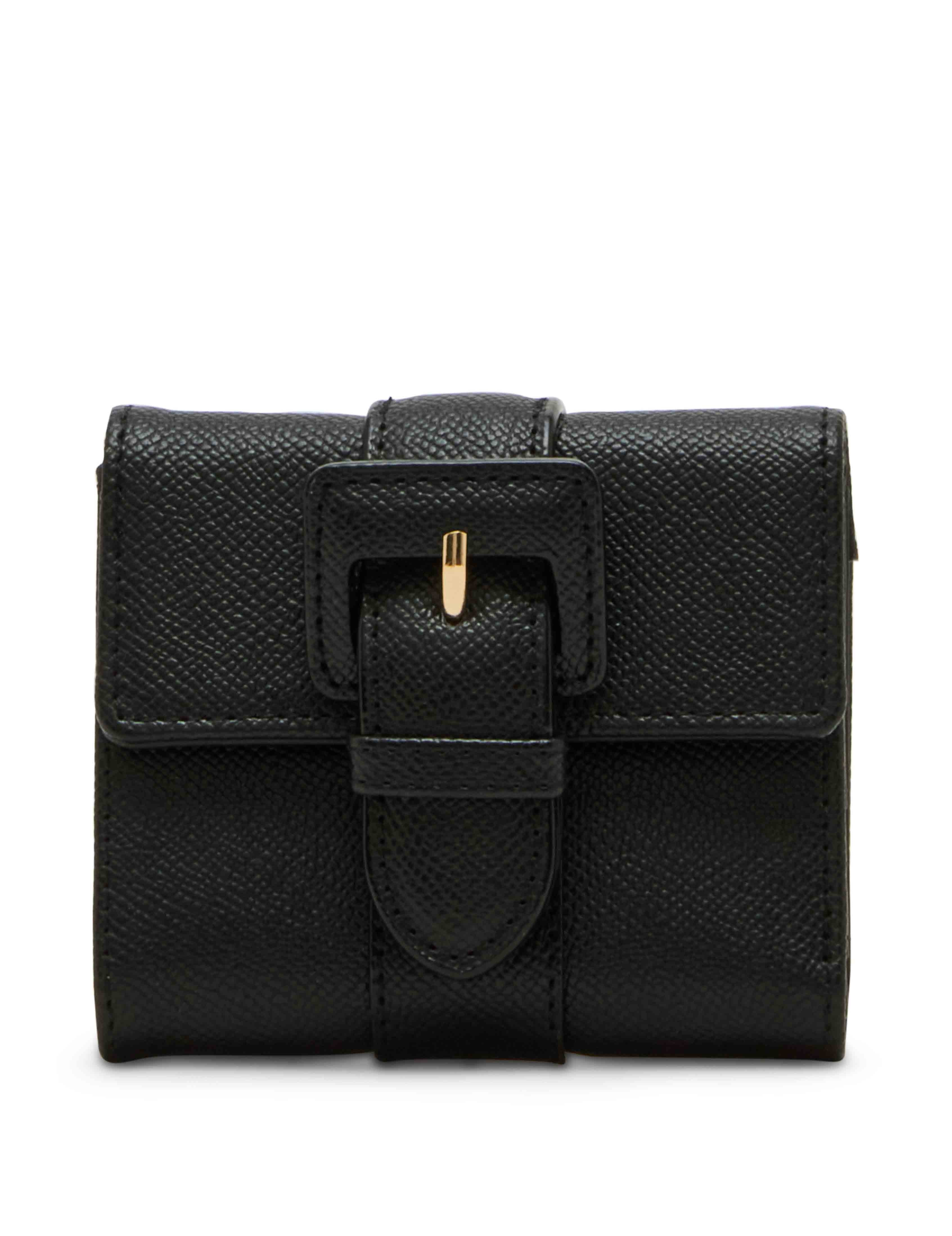 Covered Buckle Flap Wallet Gift Set, New Bordeaux - Anne Klein Black