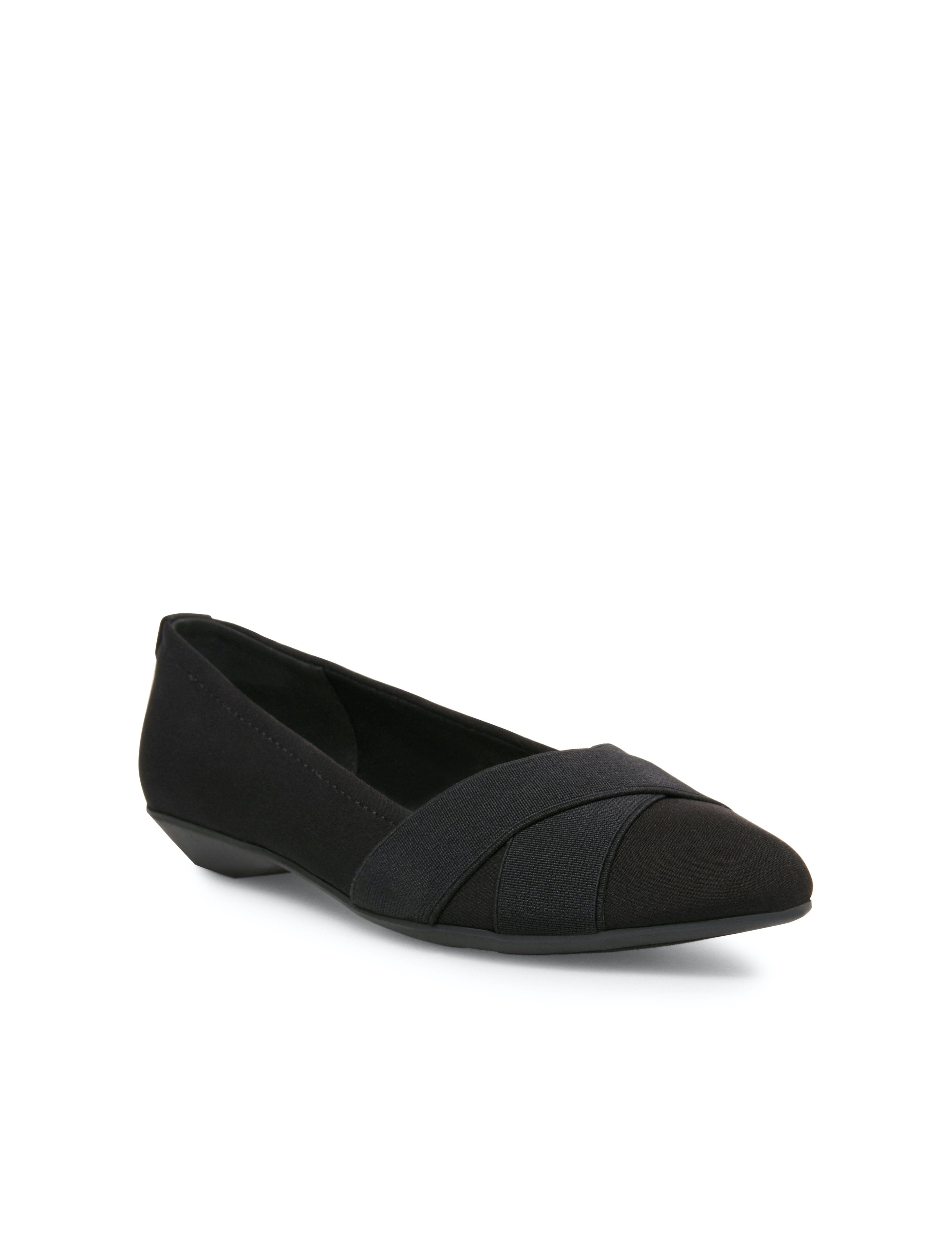 Oalise Flats Wide and Medium width - Anne Klein Black Fabric