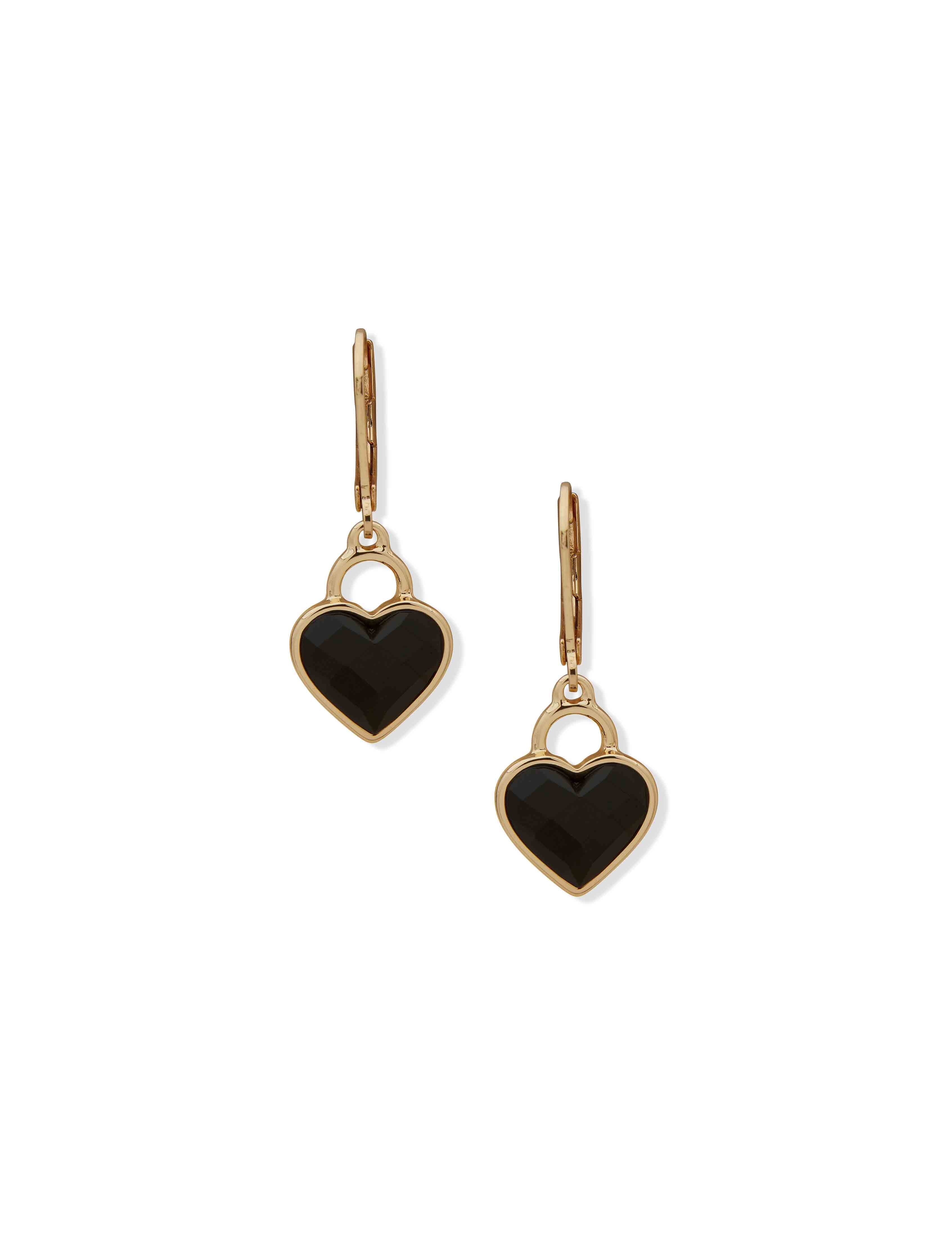 Heart Motif Earring - Gold Jet - Anne Klein