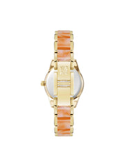Pearlescent Resin Link Bracelet Watch - Anne Klein Peach/Gold-Tone