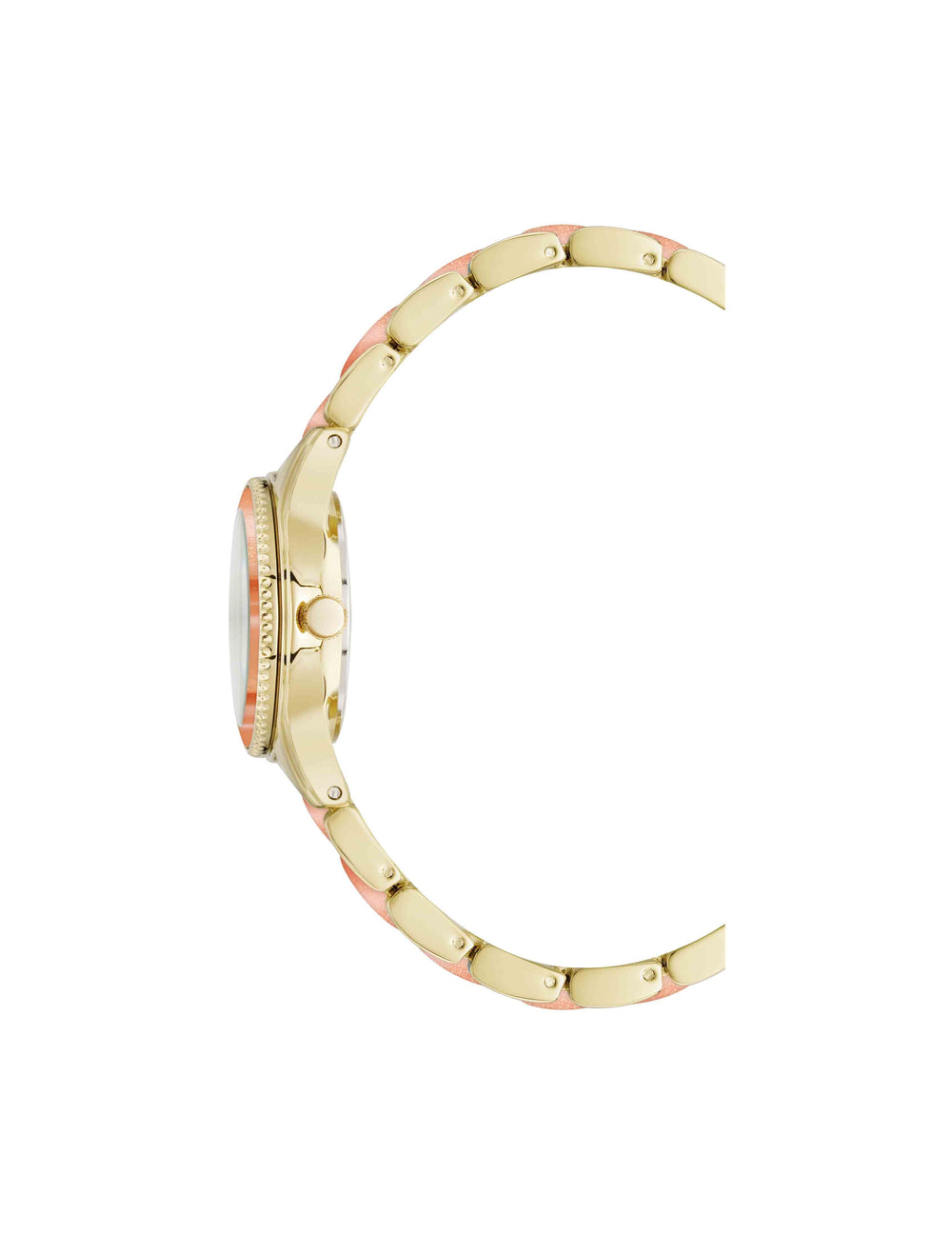 Pearlescent Resin Link Bracelet Watch - Anne Klein Peach/Gold-Tone