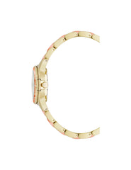 Pearlescent Resin Link Bracelet Watch - Anne Klein Peach/Gold-Tone