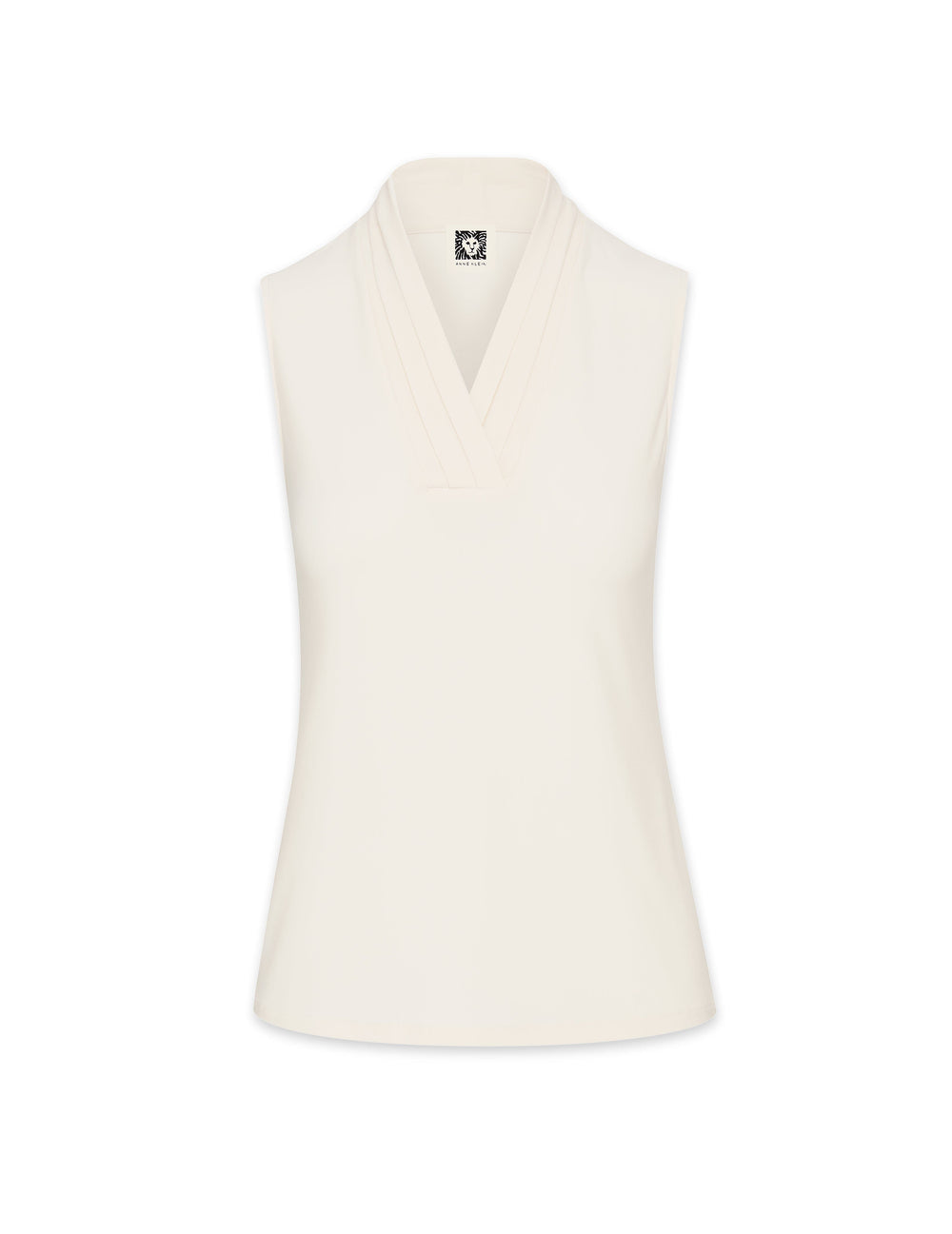 V-Neck Triple Pleat Sleeveless Top - Anne Klein Anne White