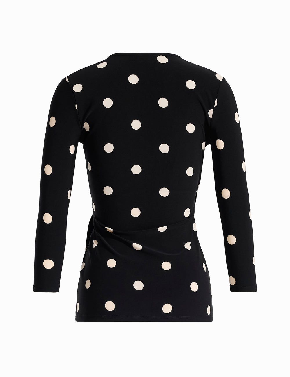 Printed Faux Wrap Top in Polka Dot - Anne Klein Anne Black&Anne White