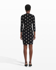 Dot Print Faux Wrap Dress - Anne Klein Anne Black/Anne White