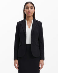 Notch Collar 2 Button Blazer in Black - Anne Klein Anne Black