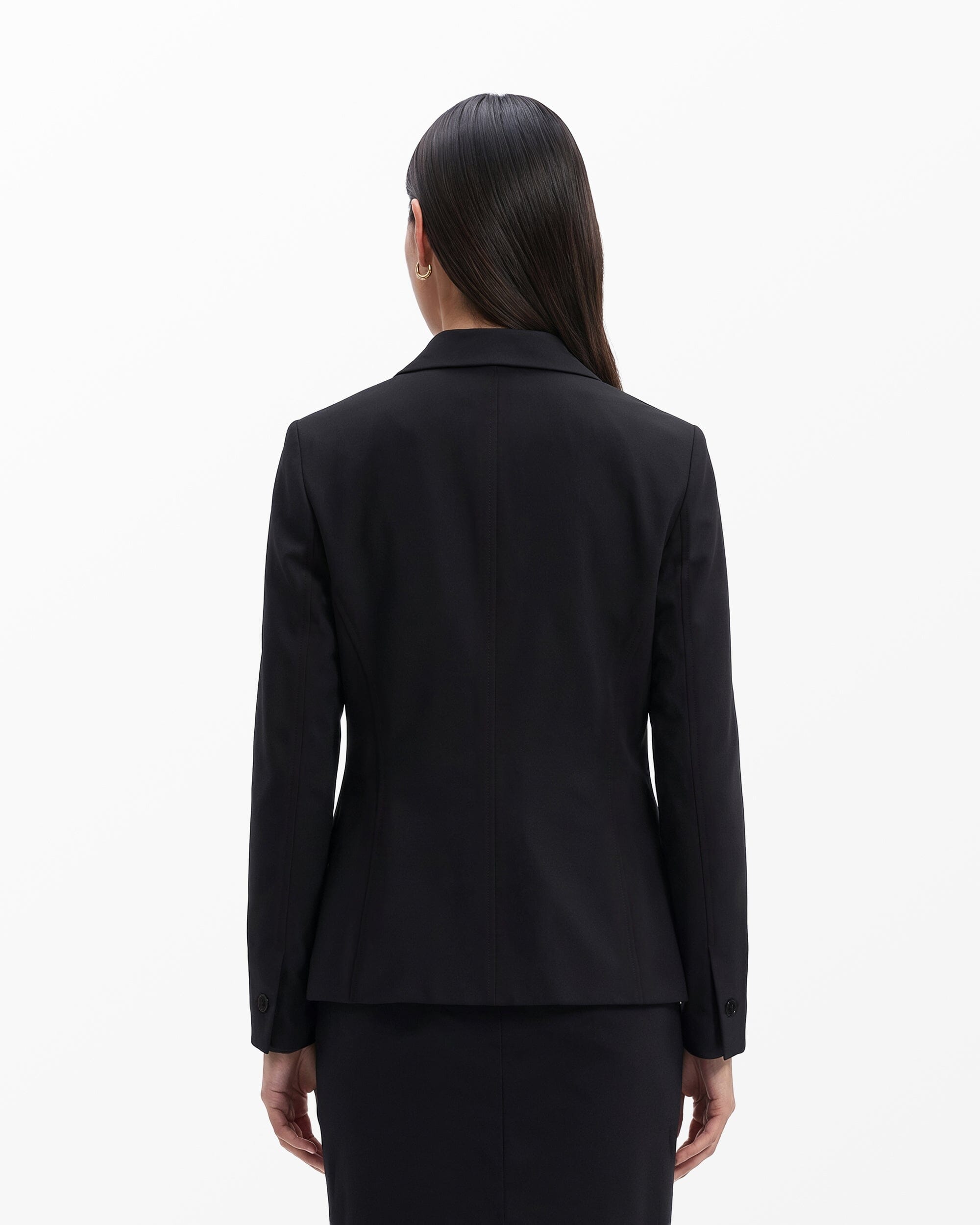 Notch Collar 2 Button Blazer in Black - Anne Klein Anne Black