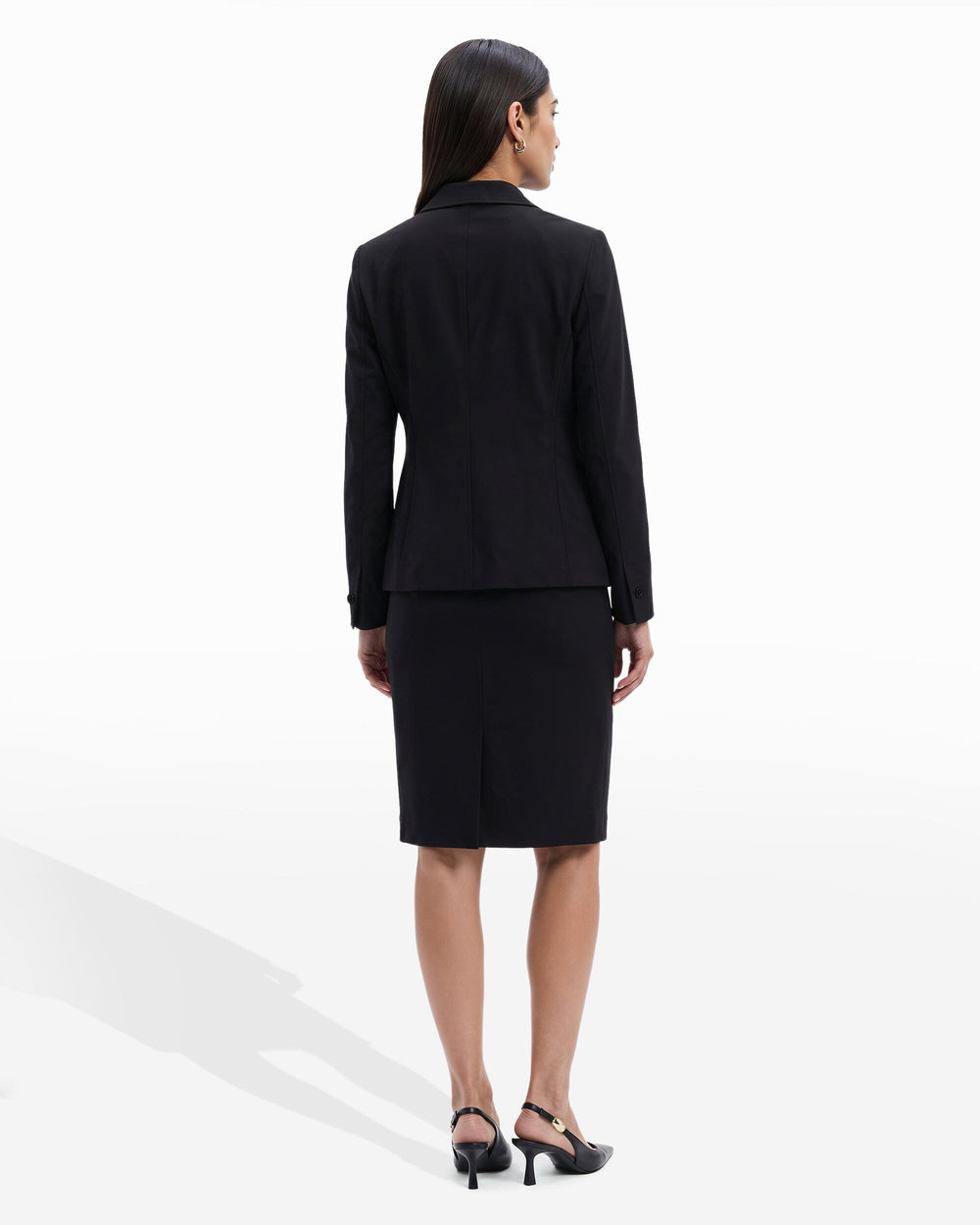 Notch Collar 2 Button Blazer in Black - Anne Klein Anne Black