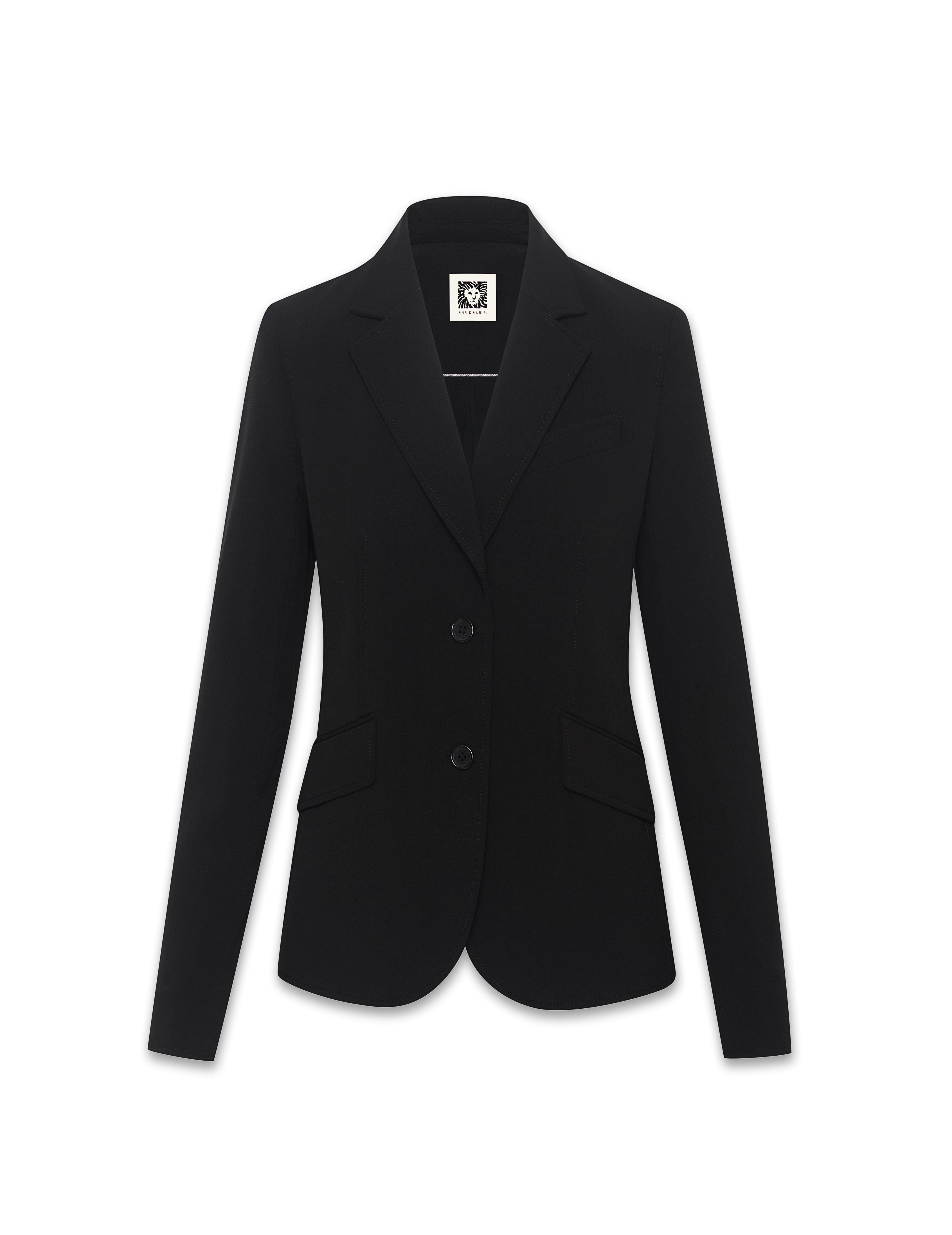 Notch Collar 2 Button Blazer in Black - Anne Klein Anne Black