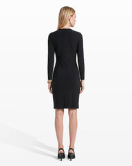 Faux Wrap Dress in Black - Anne Klein Anne Black