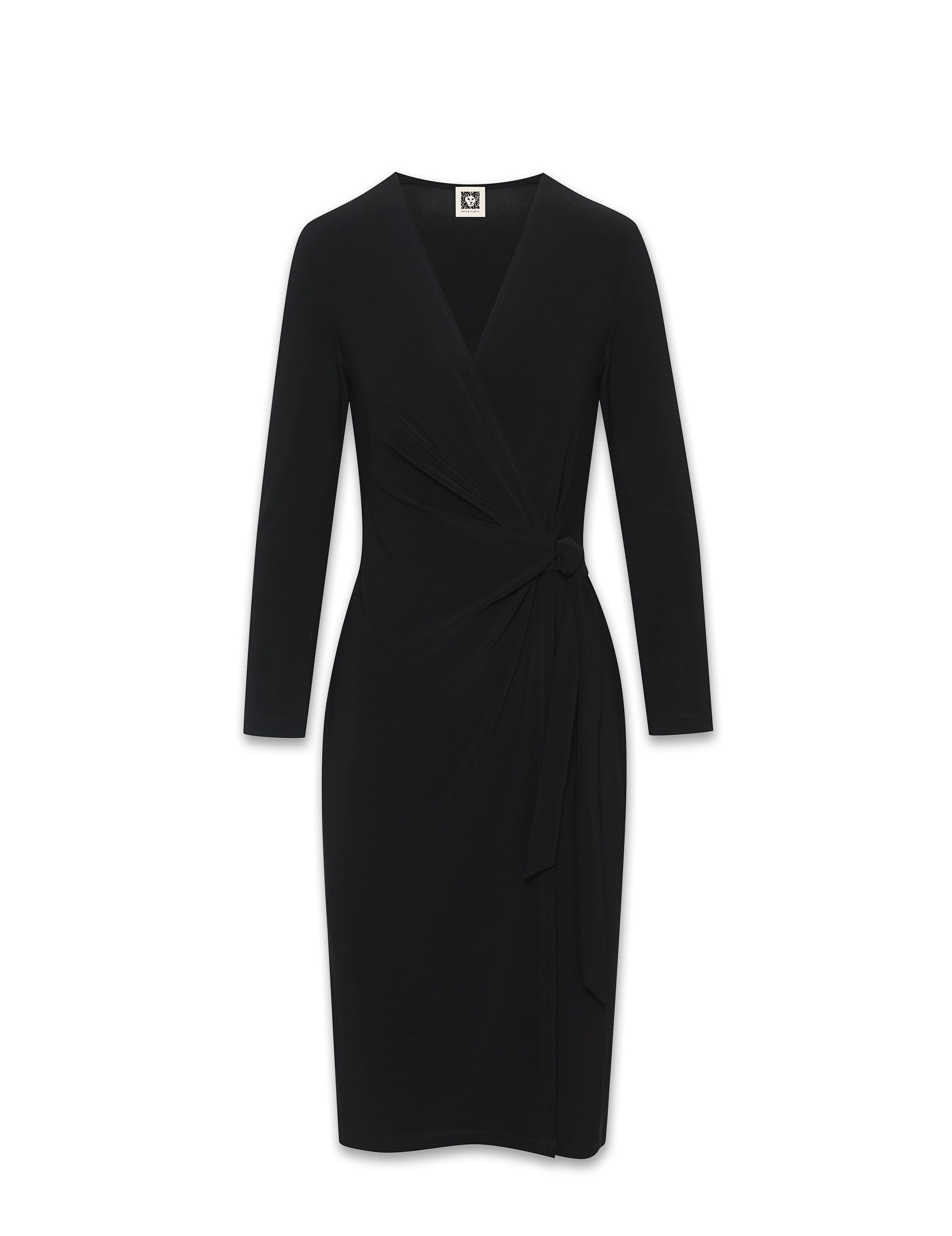 Faux Wrap Dress in Black - Anne Klein Anne Black
