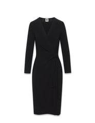 Faux Wrap Dress in Black - Anne Klein Anne Black