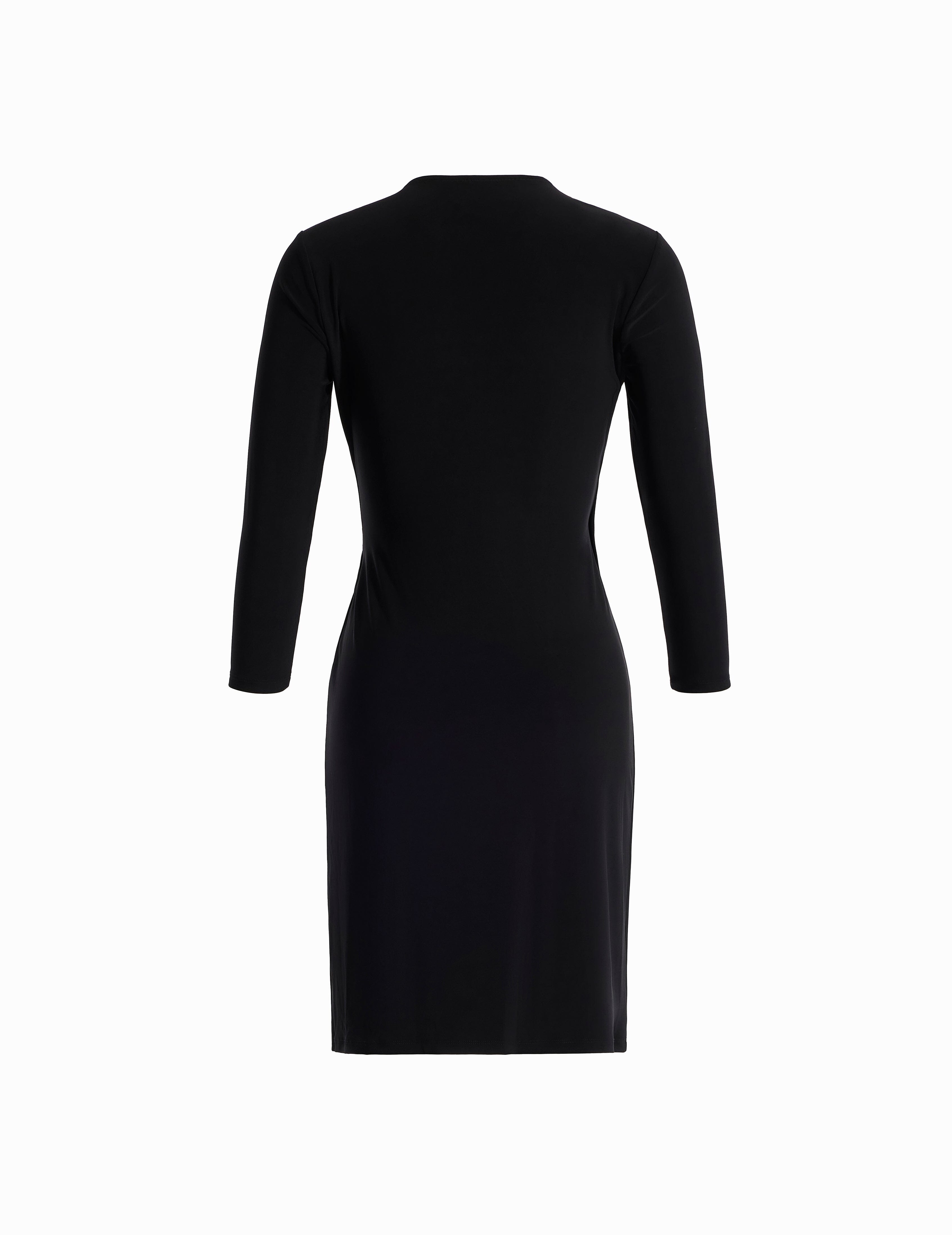 Faux Wrap Dress in Black - Anne Klein Anne Black