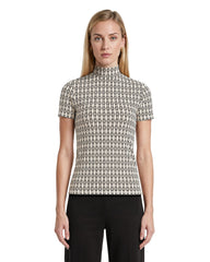 Chainlink Mock Neck Knit Top - Anne Klein Anne White/Anne Blk