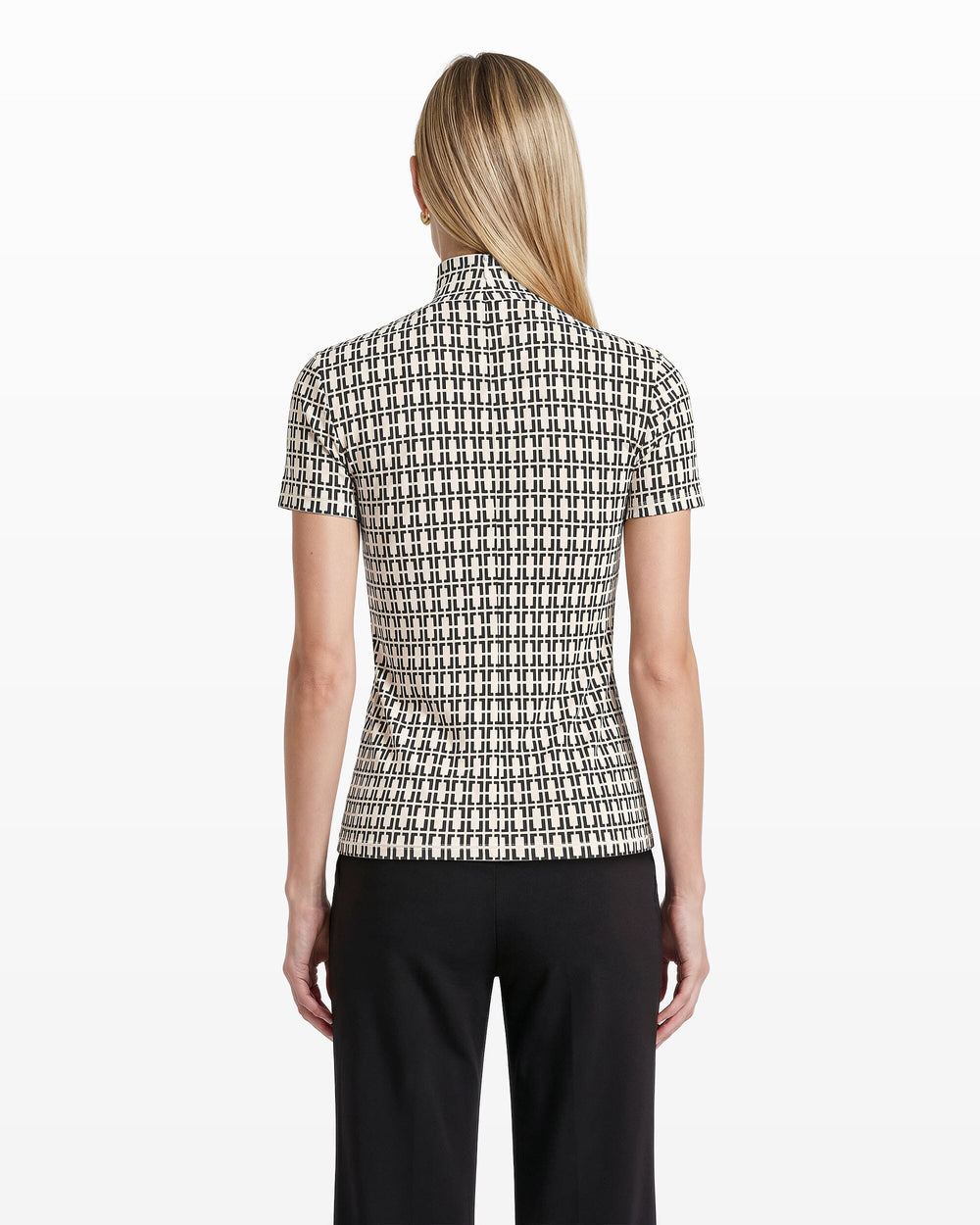 Chainlink Mock Neck Knit Top - Anne Klein Anne White/Anne Blk