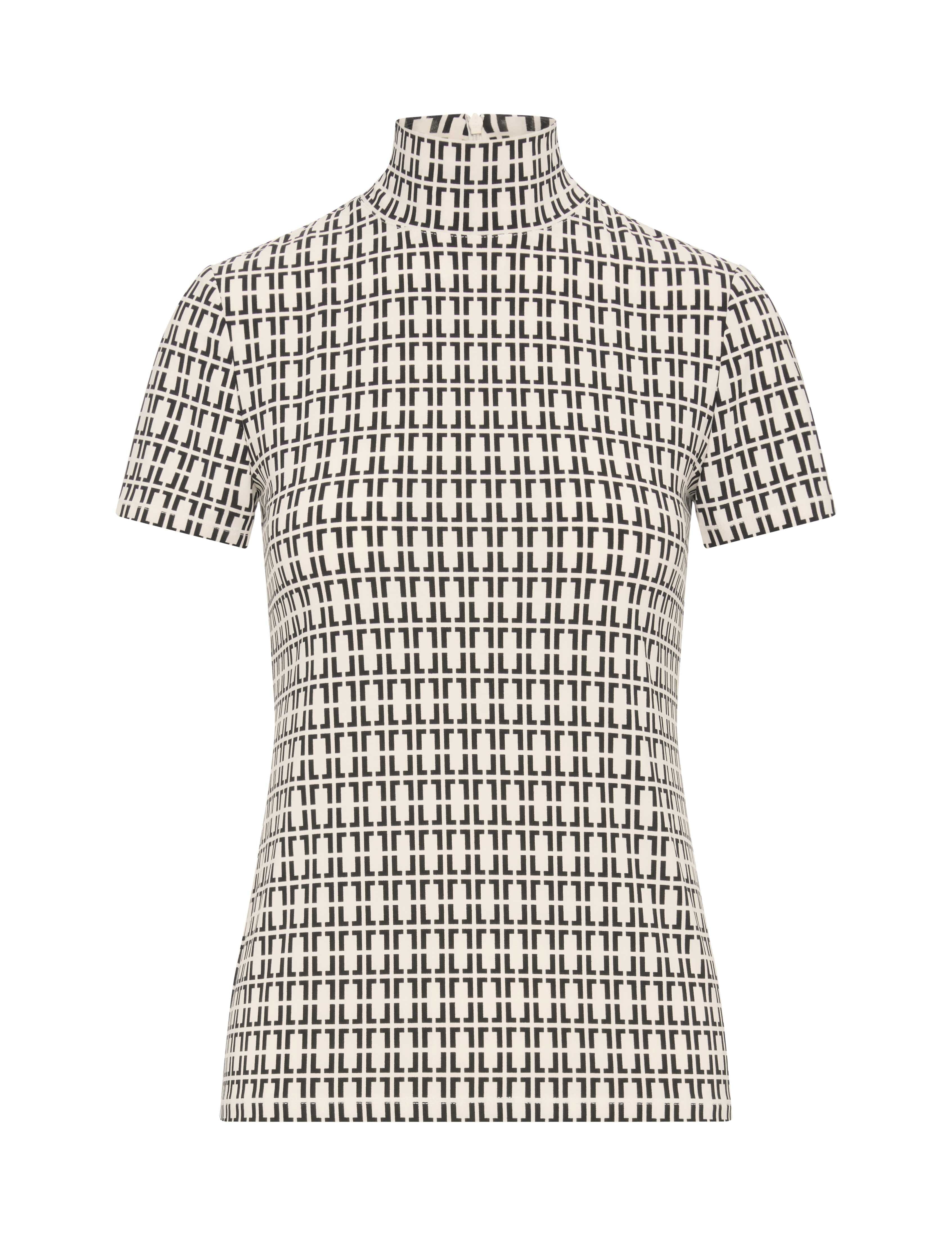 Chainlink Mock Neck Knit Top - Anne Klein Anne White/Anne Blk