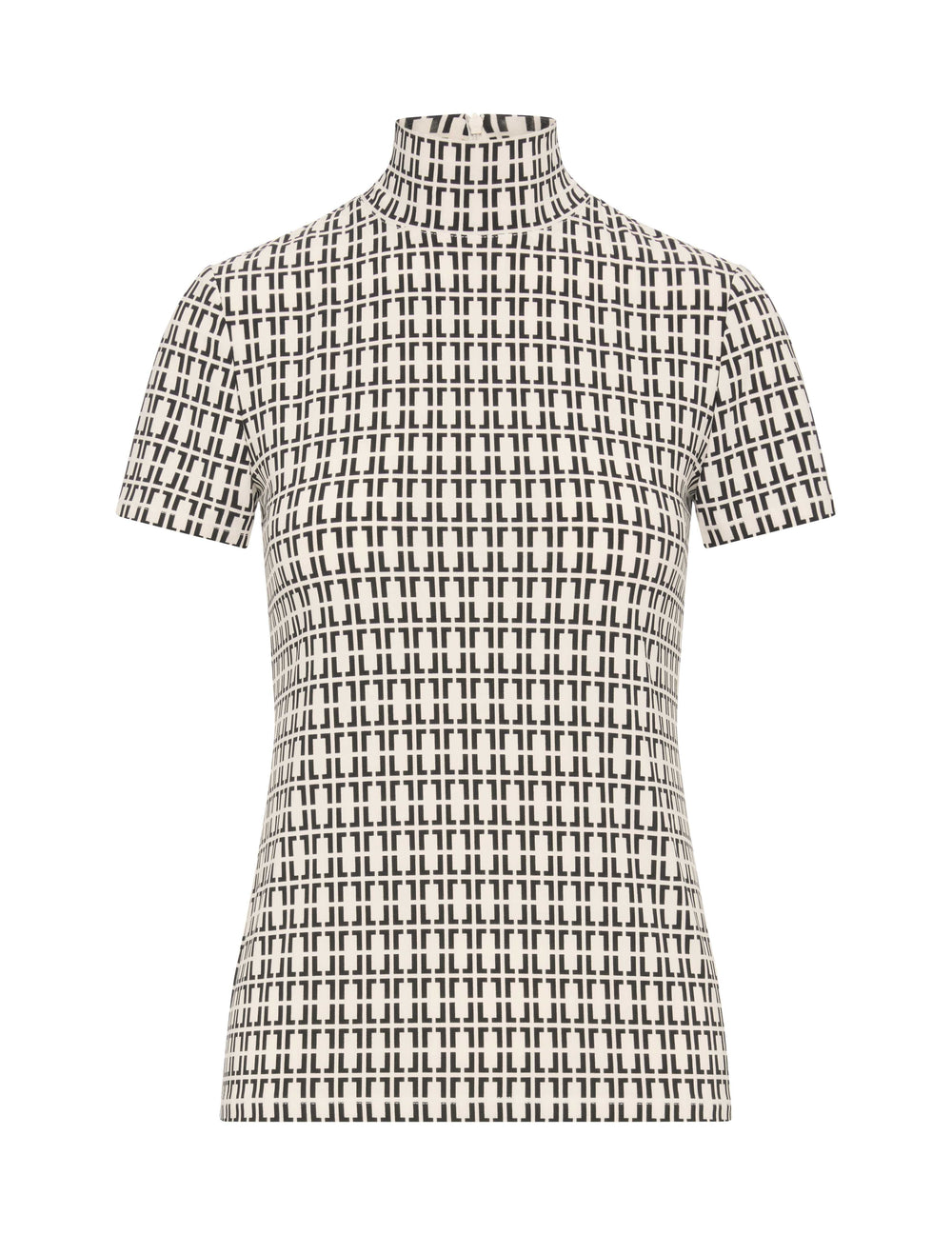 Chainlink Mock Neck Knit Top - Anne Klein Anne White/Anne Blk