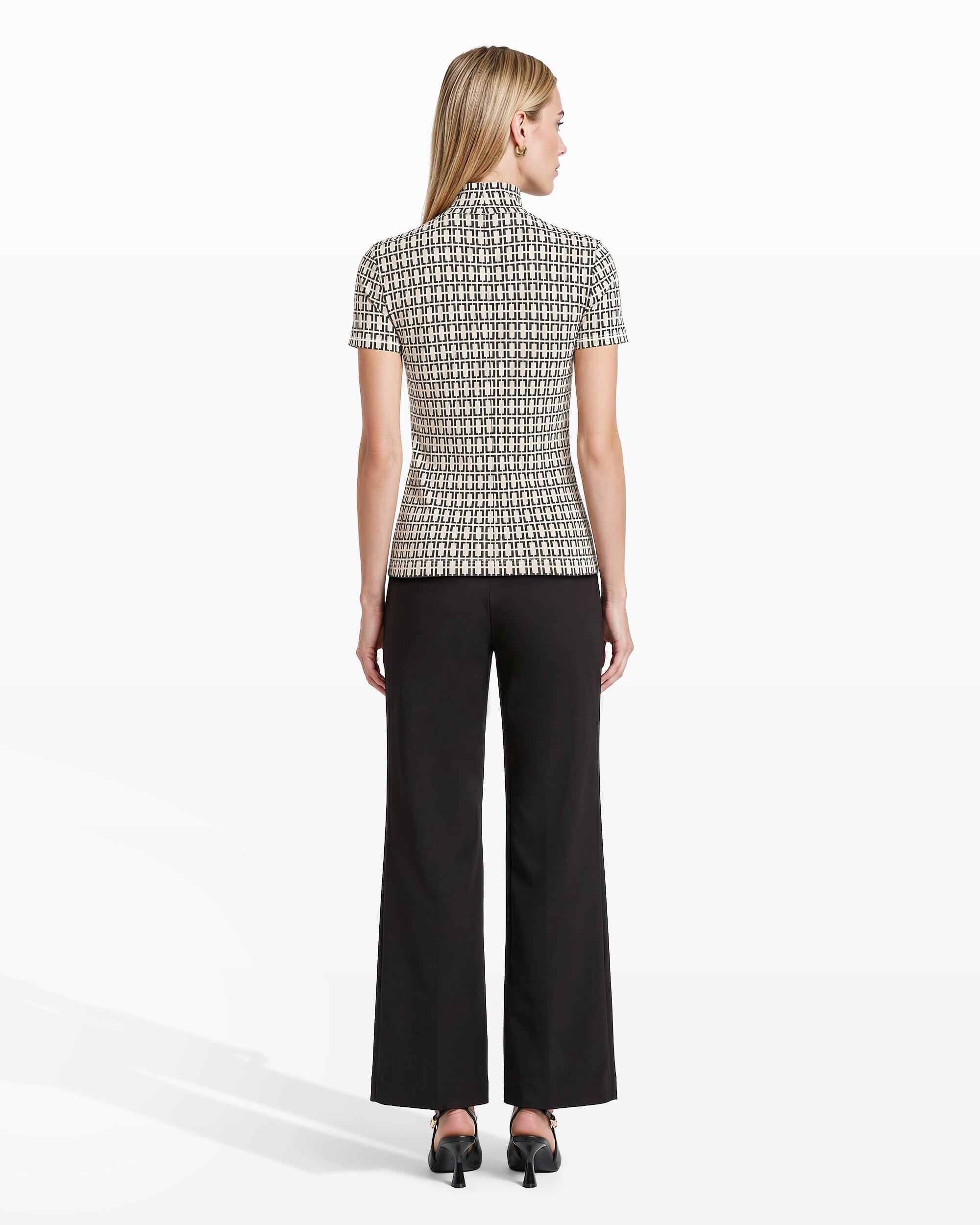 Chainlink Mock Neck Knit Top - Anne Klein Anne White/Anne Blk