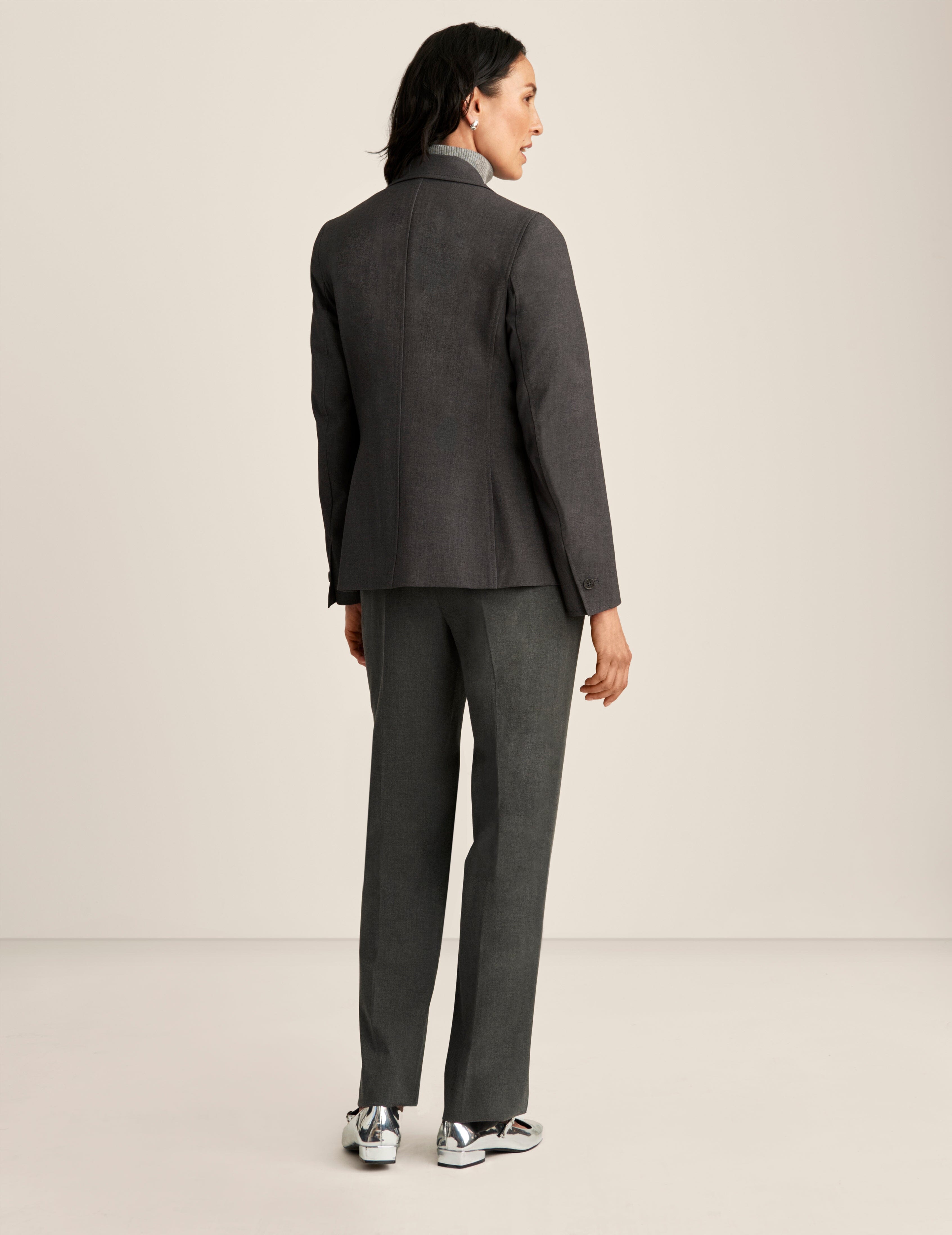 Melange Single Button Blazer - Anne Klein Zinc