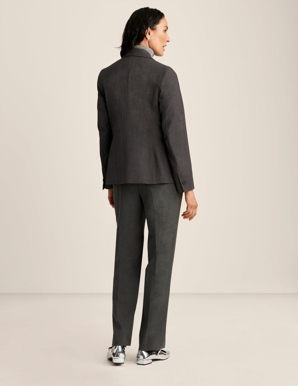 Melange Single Button Blazer - Anne Klein Zinc