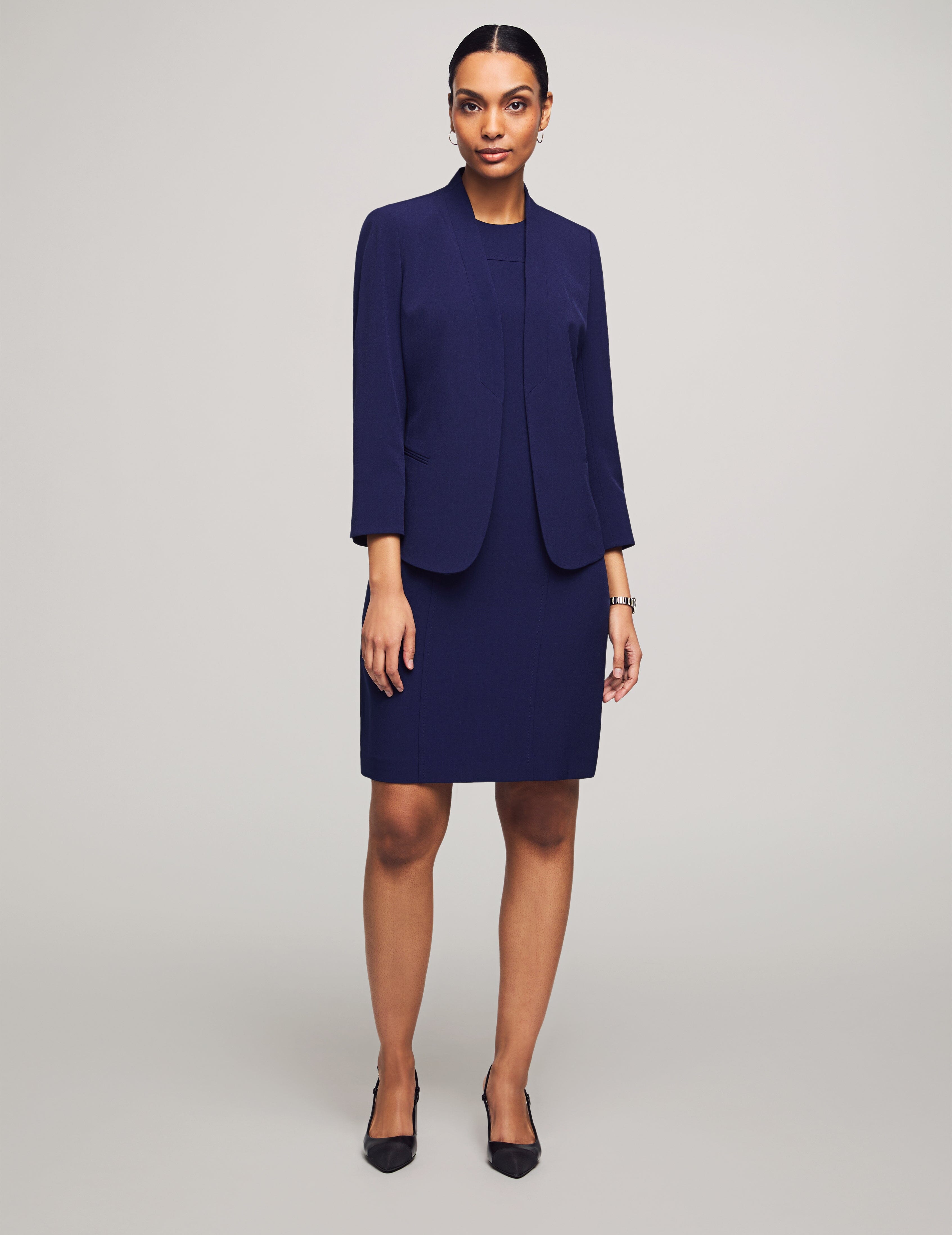 Navy Blazer & Sheath Dress Set - Anne Klein Navy