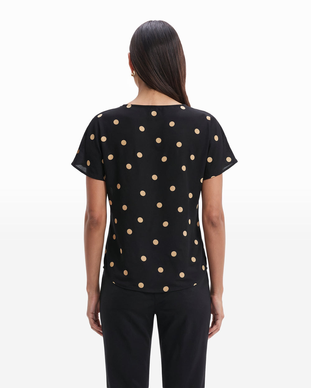 Large Dot Bateau Neck Blouse - Anne Klein Anne Black/Latte