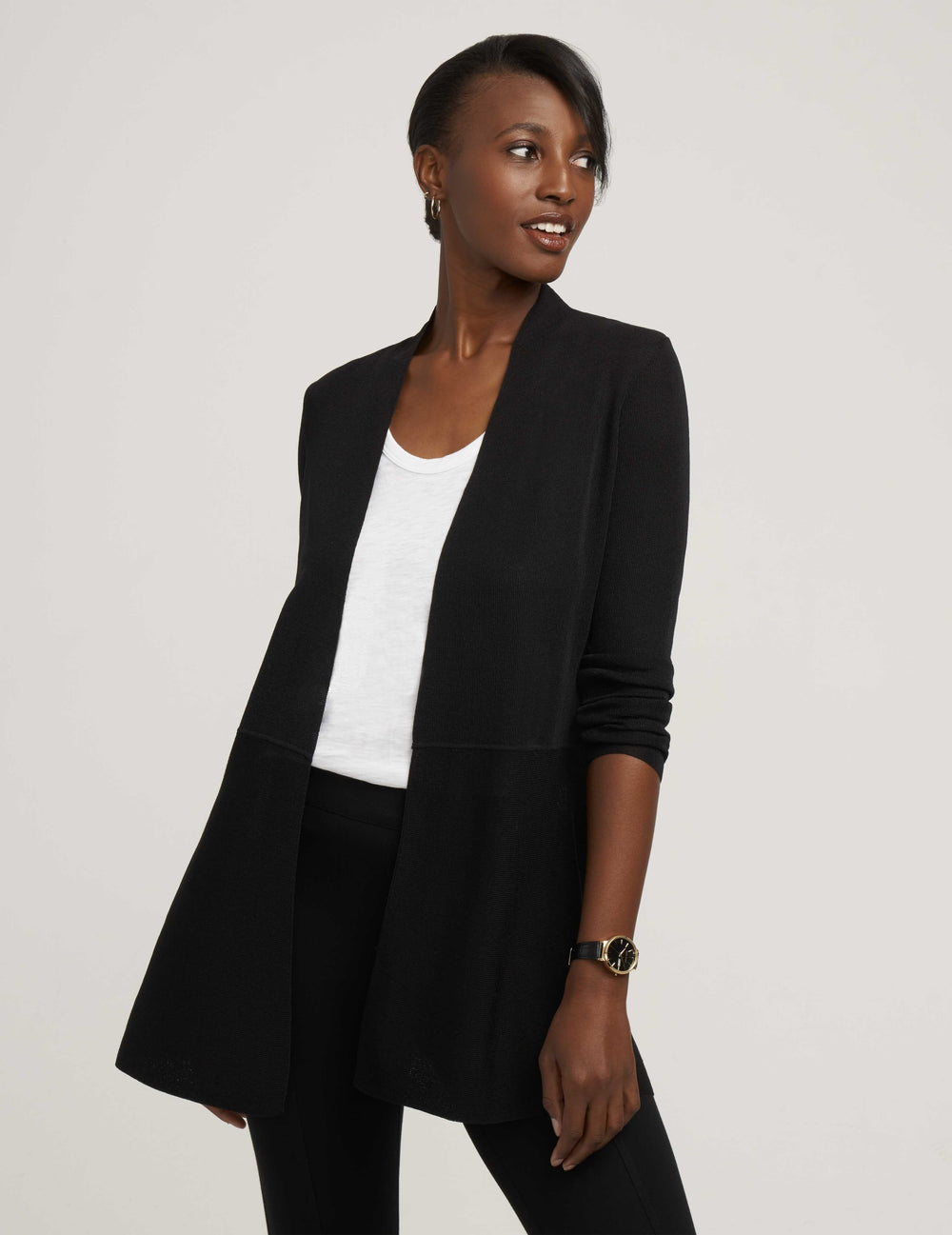 Monterey Open-Front Cardigan in Black - Anne Klein Anne Black