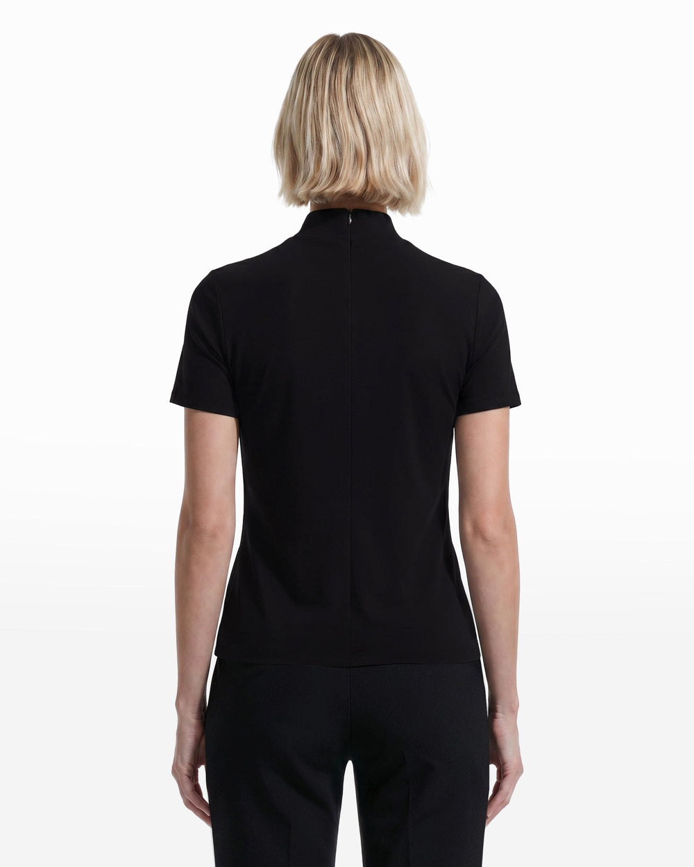 Short Sleeve Mock Neck Knit Top - Anne Klein Anne Black