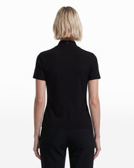 Short Sleeve Mock Neck Knit Top - Anne Klein Anne Black