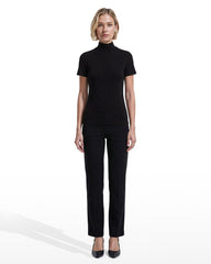 Short Sleeve Mock Neck Knit Top - Anne Klein Anne Black